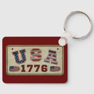 Chaveiro Bandeira Americana Vintage EUA 1776