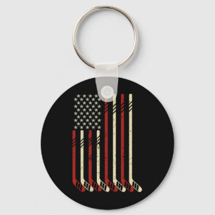 Chaveiro Bandeira Americana Vintage Usa Amante de Hóquei no