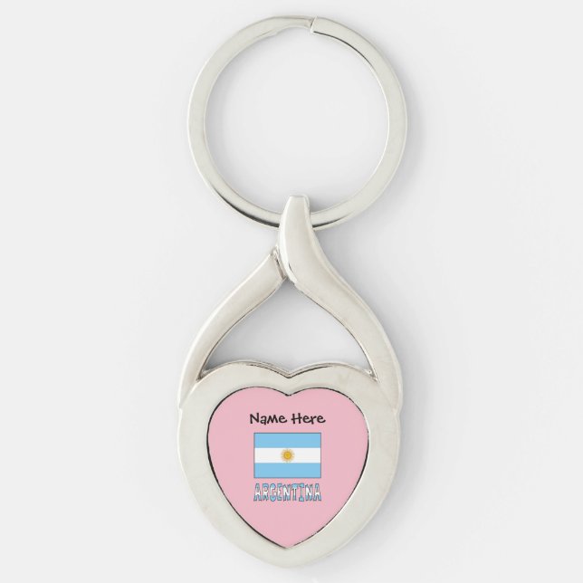 Chaveiro Bandeira Argentina Personalizada Com Texto  (Frente)