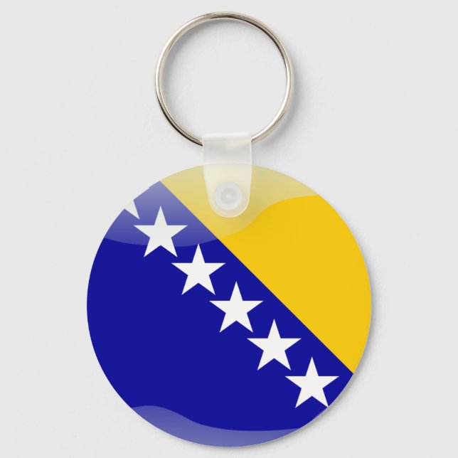 Chaveiro Bandeira brilhante da Bósnia (Frente)