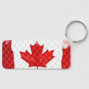 Chaveiro Bandeira Canadense. Cerca de Elos. Rústico. Legal.