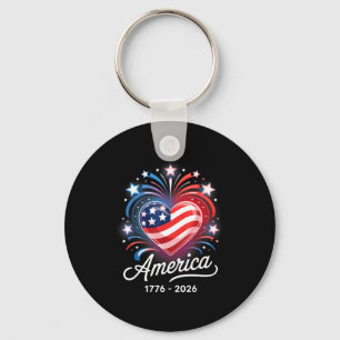 Chaveiro Bandeira Coração 1776 2026 4 de Julho 250º Anivers