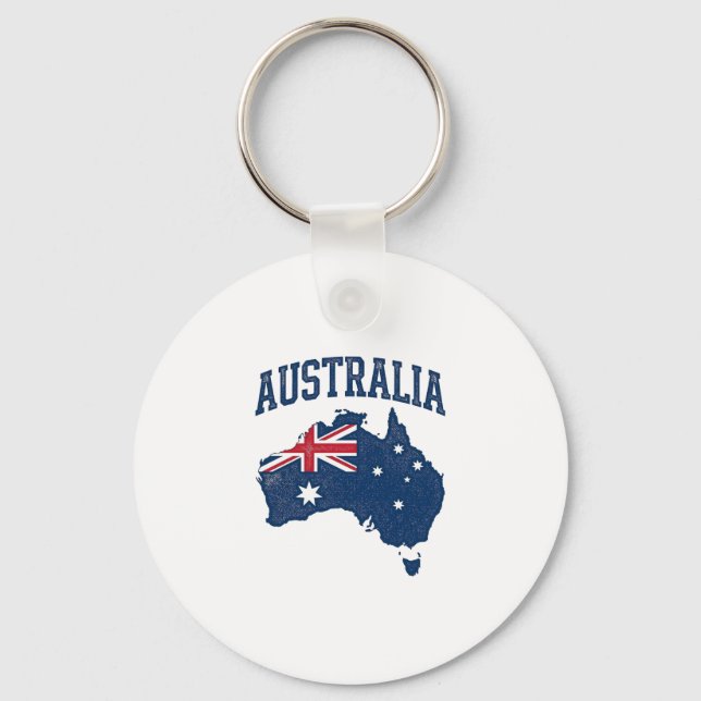 Chaveiro Bandeira da Austrália Mapa Gráfico Antigo Maltrata (Frente)