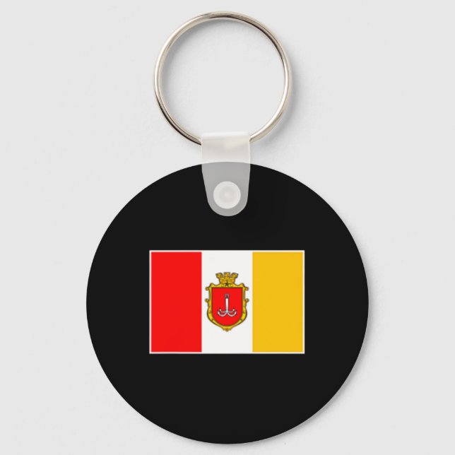 Chaveiro Bandeira da cidade de Odessa Odesa Ucrânia Mar Neg (Frente)