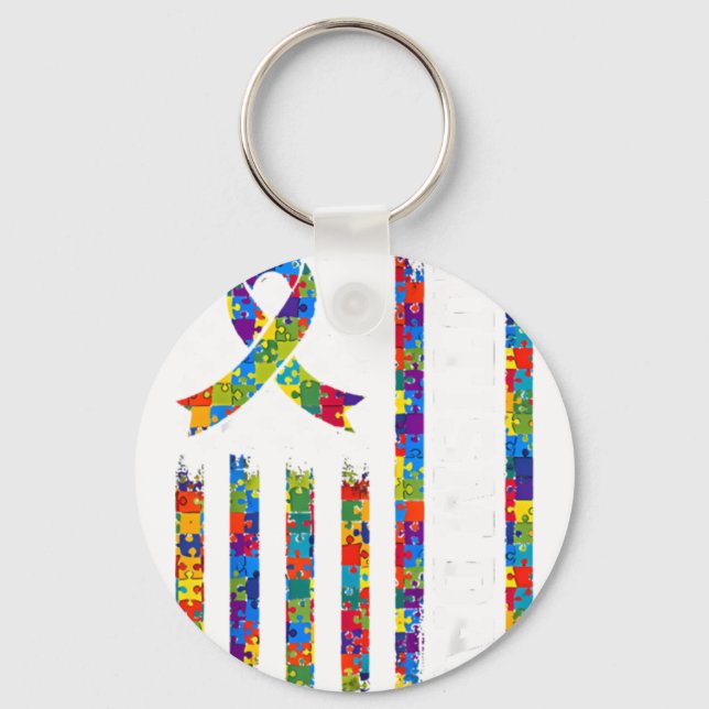 Chaveiro Bandeira da Conscientização do Autismo quebra-cabe (Frente)