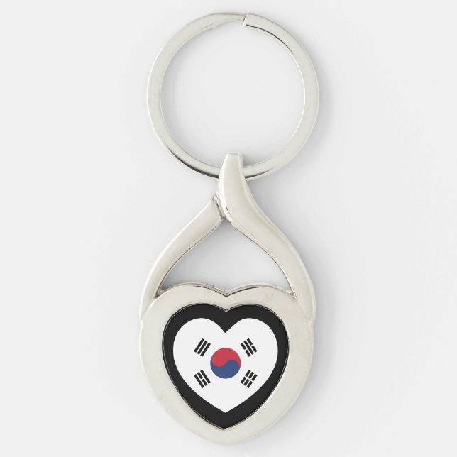 Chaveiro Bandeira da Coreia do Sul Coração (Frente)