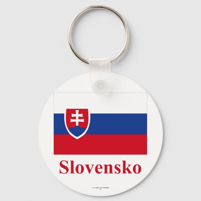 Chaveiro Bandeira da Eslováquia com nome em eslovaco (Frente)