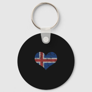 Chaveiro Bandeira da Islândia Islandês Amor Coração Casa Fé