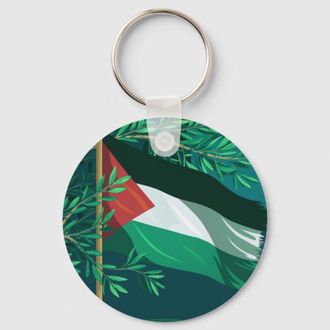 Chaveiro Bandeira da Palestina e oliveira (Frente)