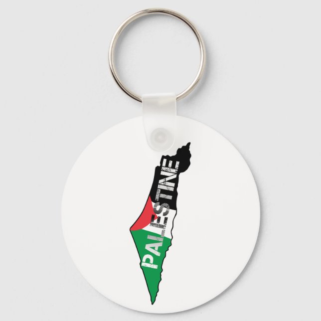 Chaveiro Bandeira da Palestina Livre no Mapa Palestino (Frente)