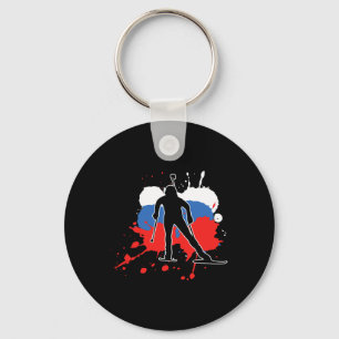 Chaveiro Bandeira da Rússia Biathlonista - Biatlo Russo
