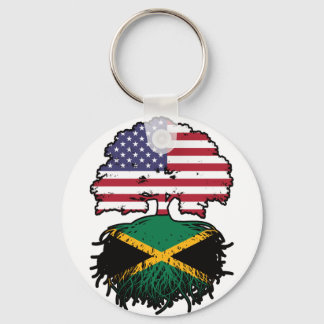 Chaveiro Bandeira das Raízes da Árvore Jamaicano-Americana