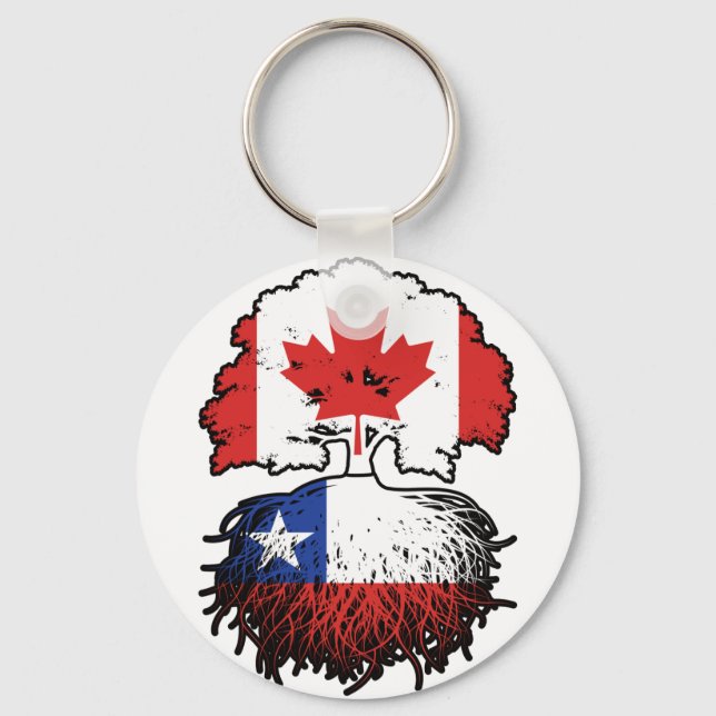 Chaveiro Bandeira das Raízes das Árvores do Canadá chileno (Frente)