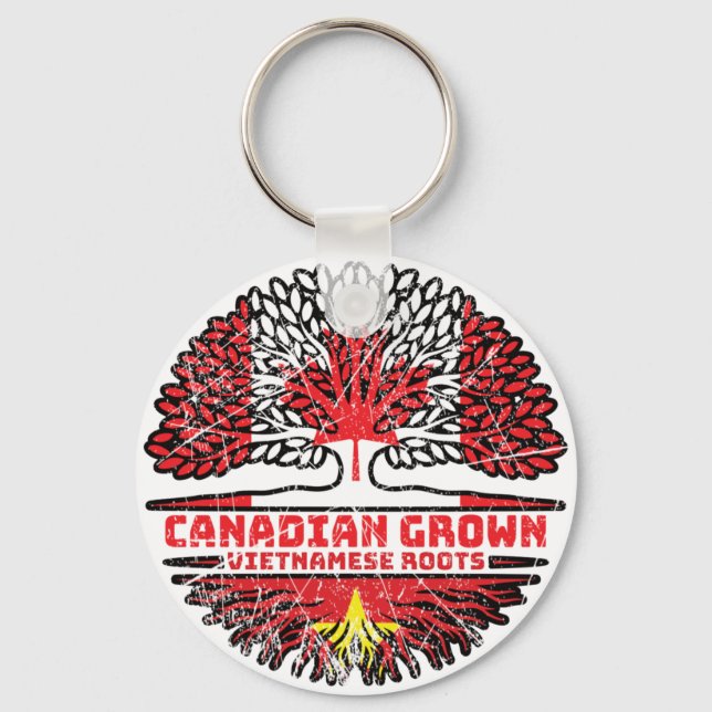Chaveiro Bandeira das Raízes das Árvores do Canadá Vietnami (Frente)