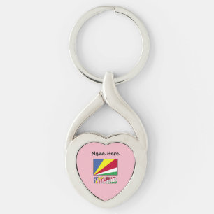 Chaveiro Bandeira das Seicheles e Seicheles com o Seu Nome