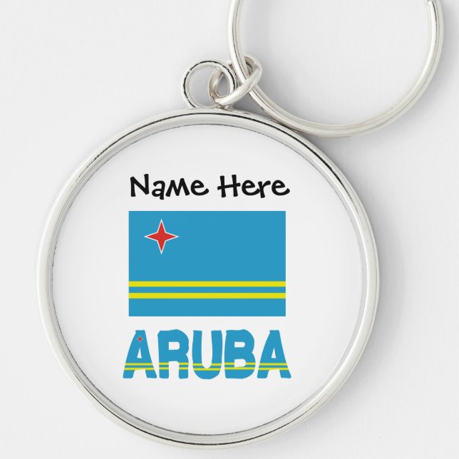 Chaveiro Bandeira de Aruba e Aruban Personalizada (Frente)