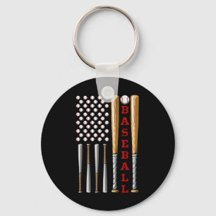 Chaveiro Bandeira de Beisebol Patriótica Americana - Base V