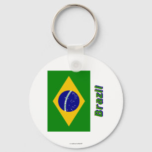 Chaveiro Bandeira de Brasil com nome