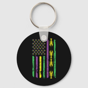 Chaveiro Bandeira de lagosta Louisiana Miçangas Mardi Festi