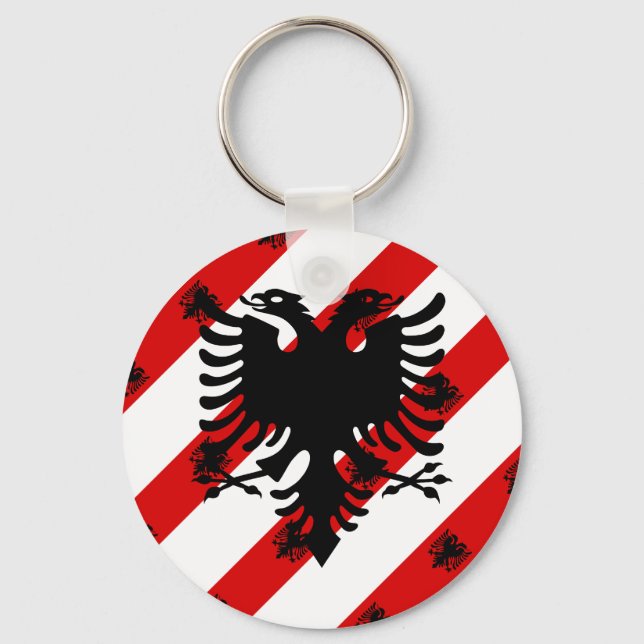 Chaveiro Bandeira de listras albanesa (Frente)