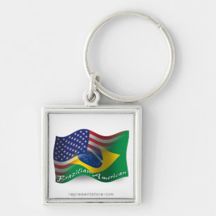 Chaveiro Bandeira de ondulação Brasileiro-Americana