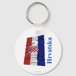 Chaveiro Bandeira de ondulação de Croatia com nome no