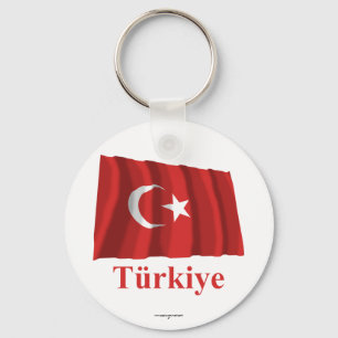 Chaveiro Bandeira de ondulação de Turquia com nome no tur