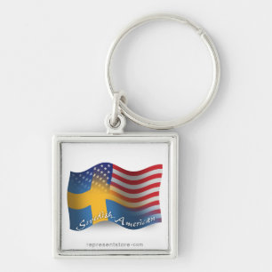 Chaveiro Bandeira de ondulação Sueco-Americana