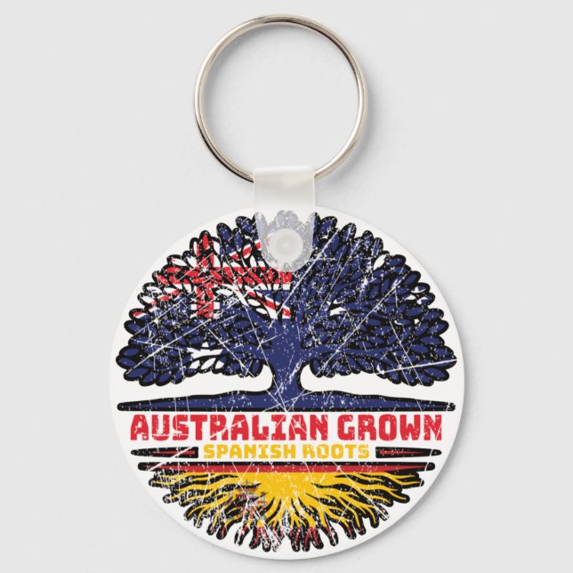 Chaveiro Bandeira de Raízes da Árvore Australiana da espanh (Frente)