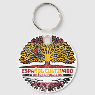 Chaveiro Bandeira de Raízes da Árvore Espanhola da Espanha