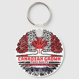 Chaveiro Bandeira de Raízes da Árvore Tailandesa Canadense