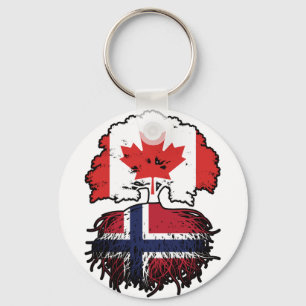 Chaveiro Bandeira de Raízes de Árvore Norueguesa do Canadá