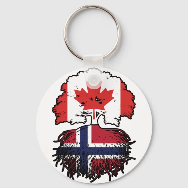 Chaveiro Bandeira de Raízes de Árvore Norueguesa do Canadá (Frente)