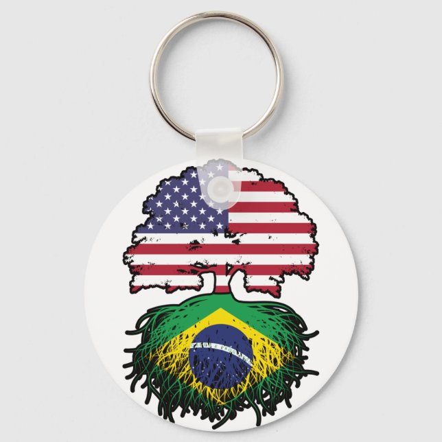 Chaveiro Bandeira do Brasil: Árvore Americana (Frente)