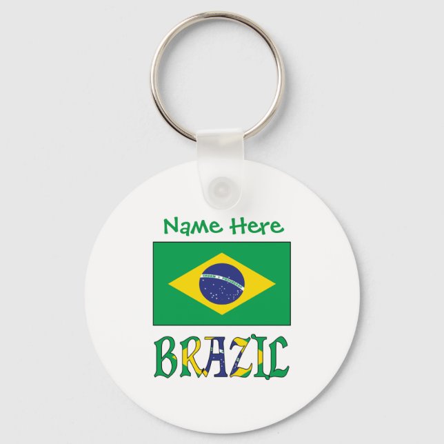 Chaveiro Bandeira do Brasil Personalizada Redonda de Alumín (Frente)
