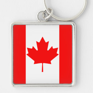 Chaveiro Bandeira do Canadá Folha de Bordo Vermelho Brilhan