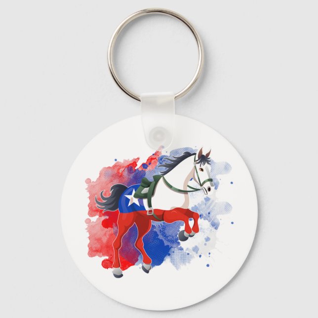 Chaveiro Bandeira do Chile com Cavalo (Frente)