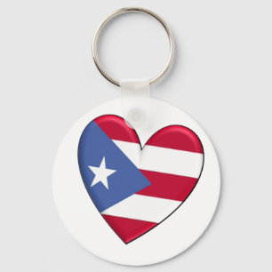 Chaveiro Bandeira do coração de Puerto Rico