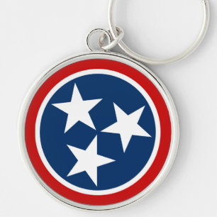 Chaveiro Bandeira do Estado do Tennessee Azul Estrelas Bran