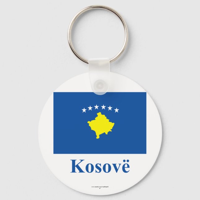 Chaveiro Bandeira do Kosovo com nome em albanês (Frente)