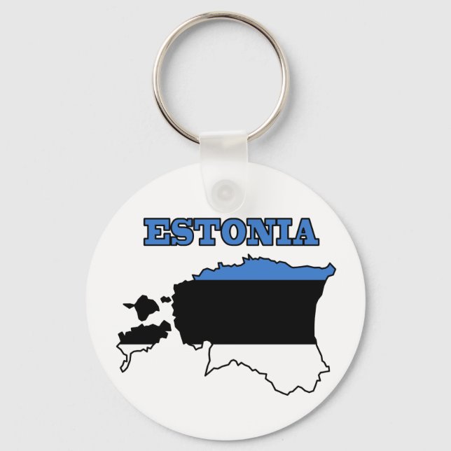 Chaveiro Bandeira do mapa da Estônia (Frente)