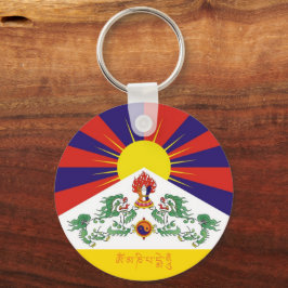 Chaveiro Bandeira do Tibete e Leões de Neve, mantra-