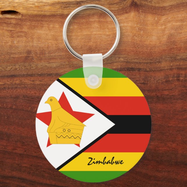 Chaveiro Bandeira do Zimbabué, patriotas e esportes (Frente)