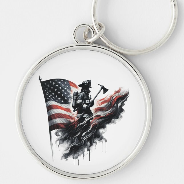 Chaveiro Bandeira dos Estados Unidos. Bombeiro (Frente)