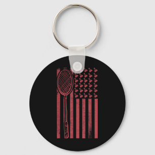 Chaveiro Bandeira dos EUA Retro Merica Jogador de Badminton