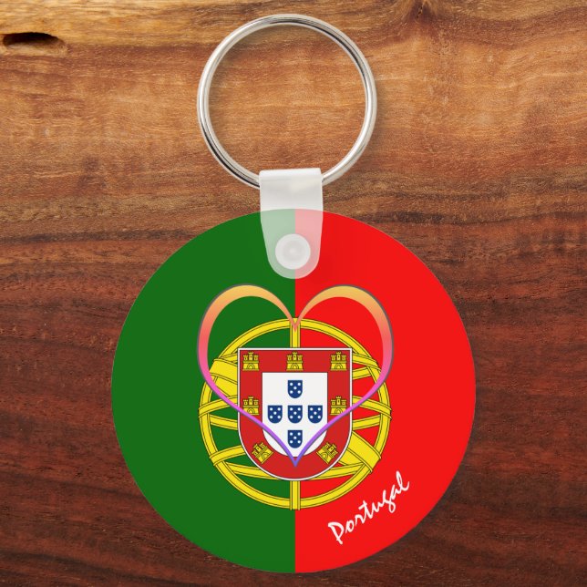 Chaveiro Bandeira e Coração Português - Portugal / Amar esp (Frente)