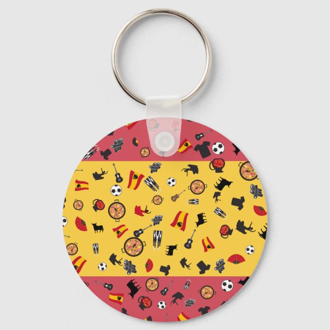 Chaveiro Bandeira espanhola com artigos famosos de Espanha (Frente)