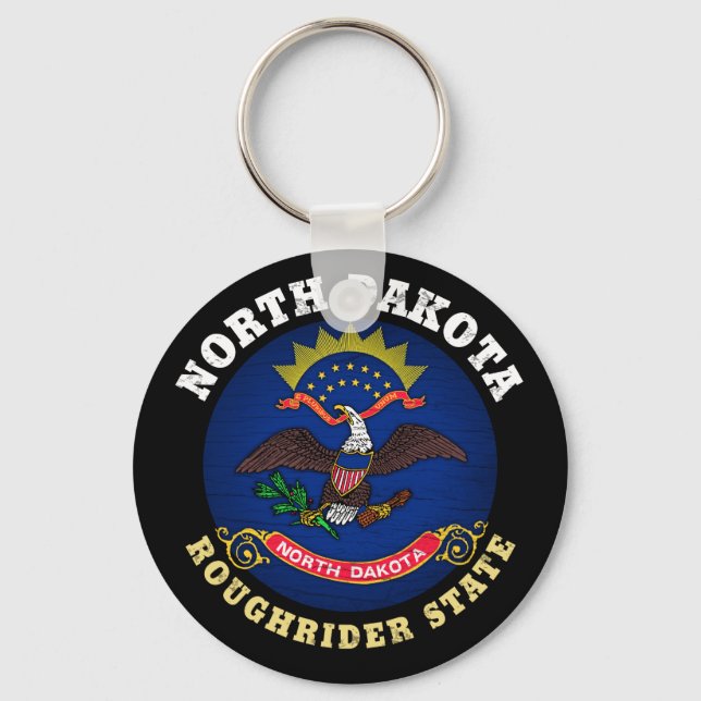 CHAVEIRO BANDEIRA ESTADUAL DE DAKOTA ROUGHRIDER (Frente)