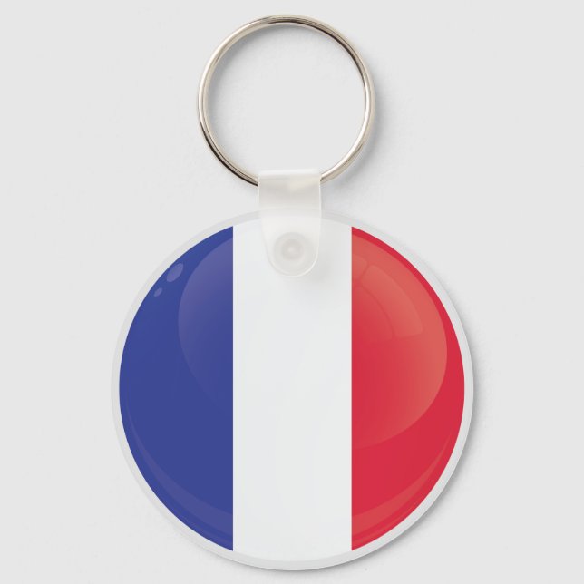 Chaveiro Bandeira Ícone Redondo da França (Frente)