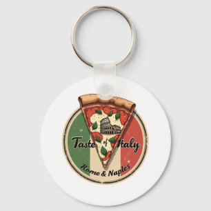 Chaveiro Bandeira italiana com a pizza Vintage Roma & Nápol
